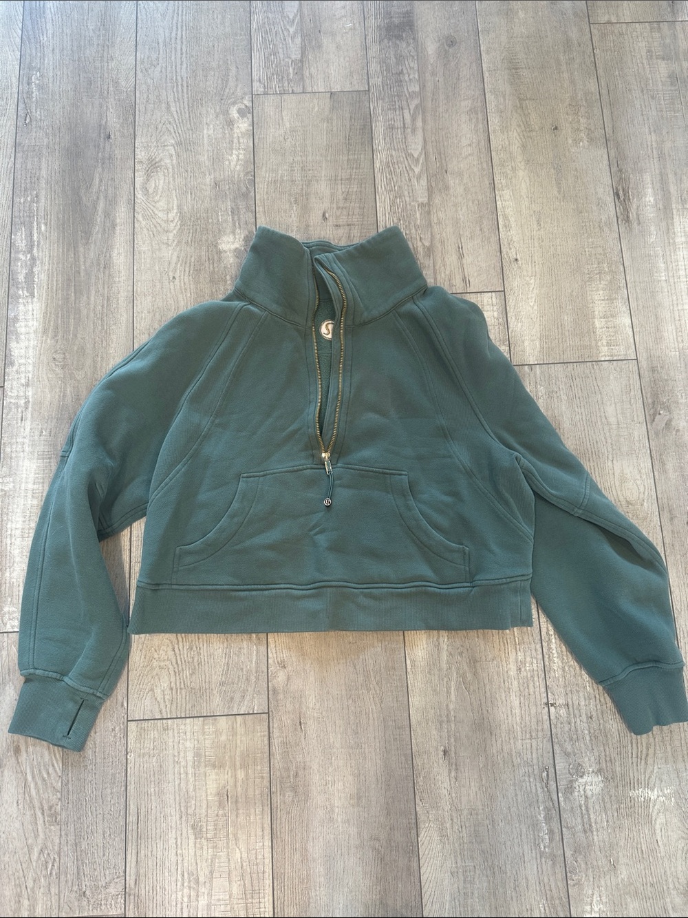 lululemon athletica Teal Green Half-Zip Cropped Pullover